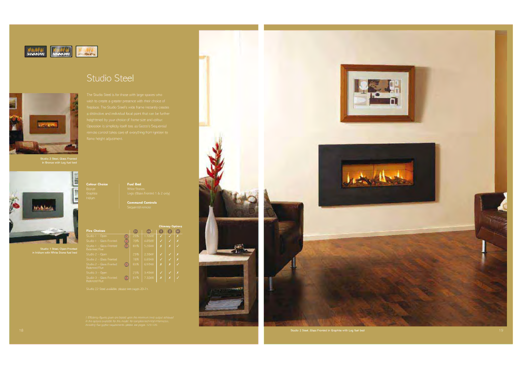 Stovax Gas and Electric Fires brochure Studio Steel, Bronze Graphite Iridium, 40kW 