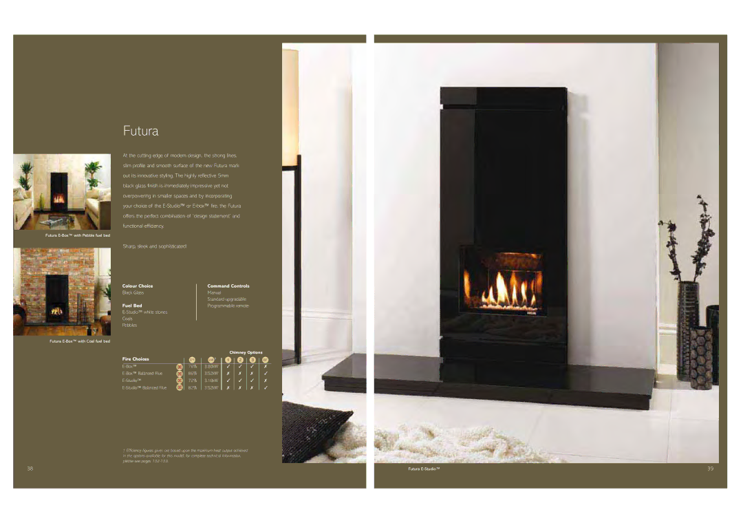 Stovax Gas and Electric Fires brochure Futura, Black Glass, 10kW 