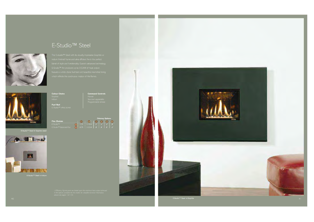 Stovax Gas and Electric Fires brochure Studio Steel, Studio white stones 