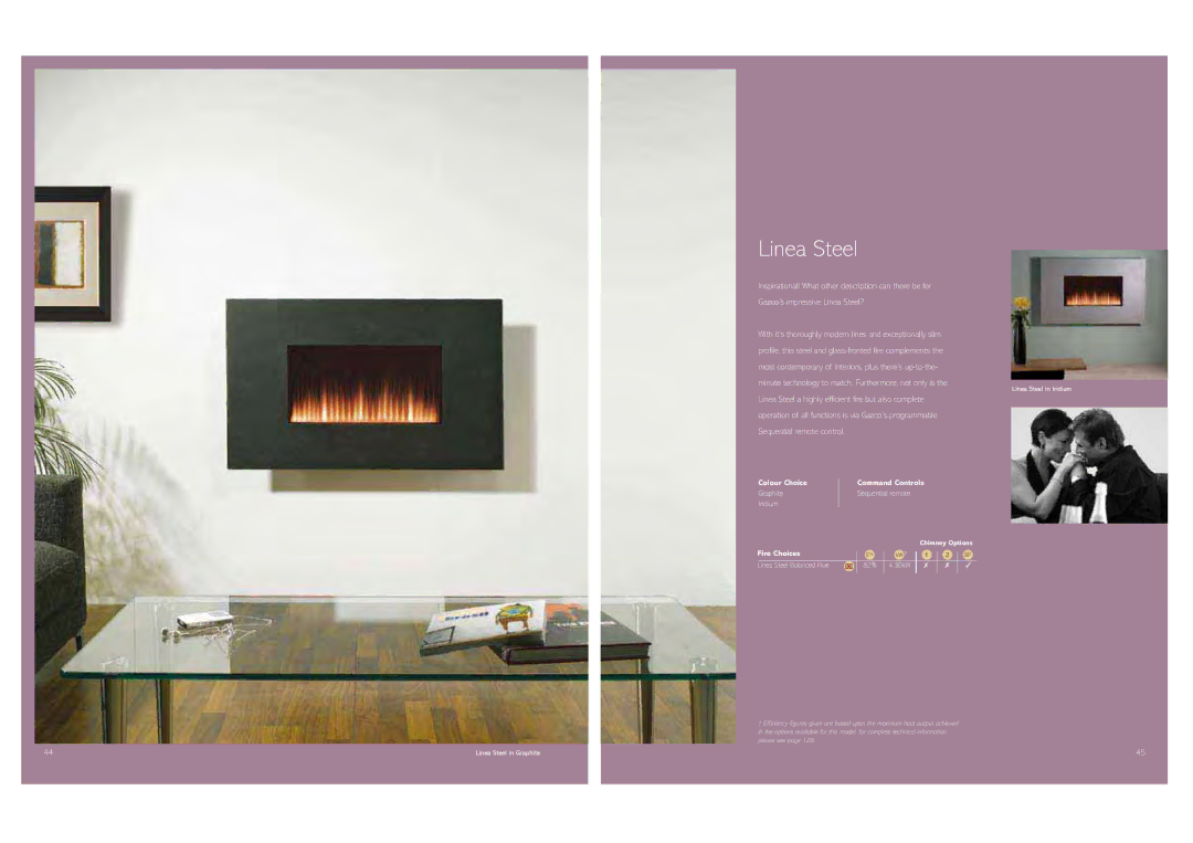 Stovax Gas and Electric Fires brochure Linea Steel, 82% 30kW 