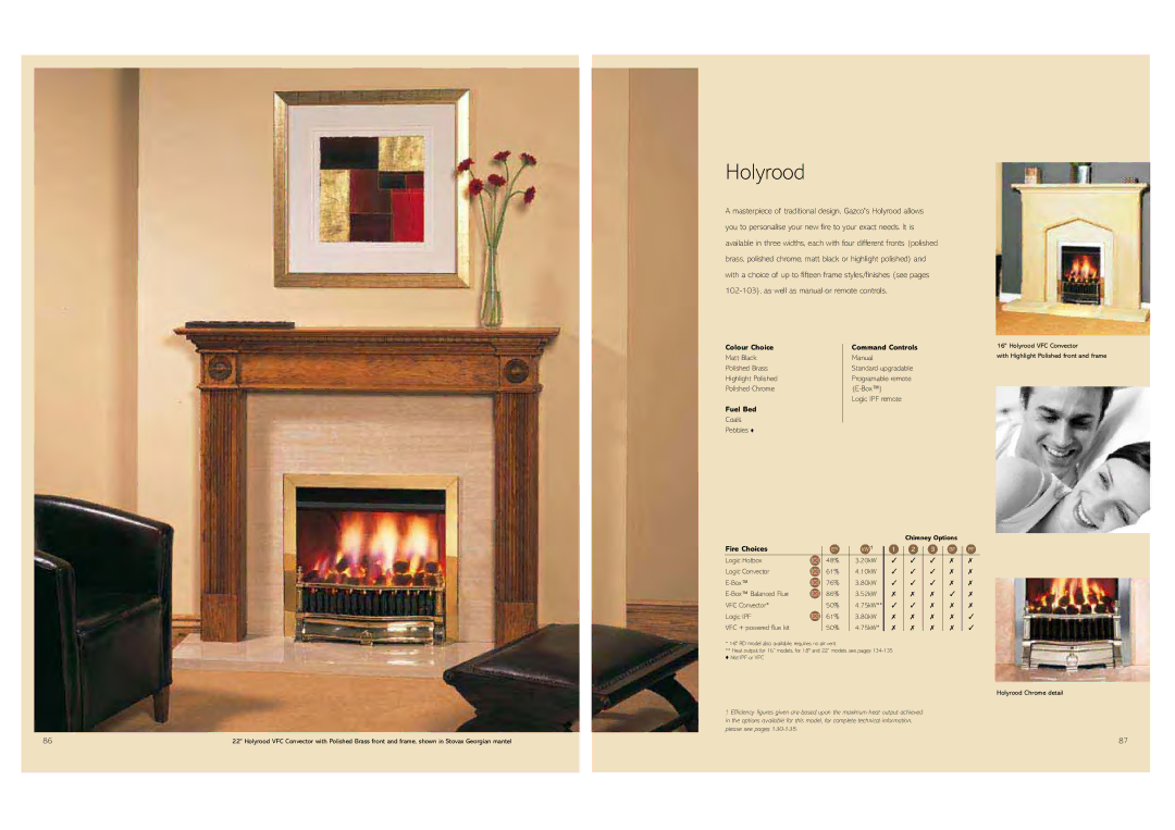 Stovax Gas and Electric Fires brochure Holyrood, Coals Pebbles, Logic IPF remote 