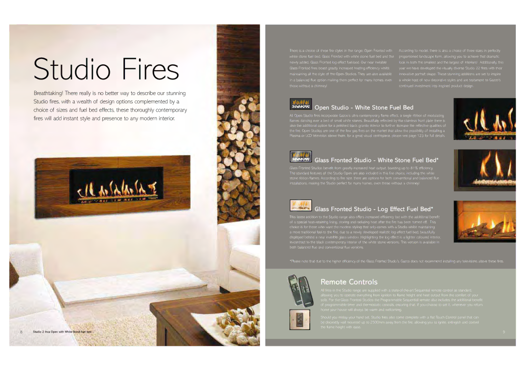 Stovax Gas and Electric Fires brochure Studio Fires 