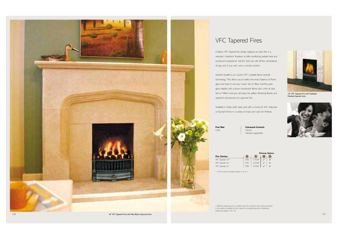 Stovax Gas and Electric Fires brochure VFC Tapered Fires, Coals Manual Standard upgradable 