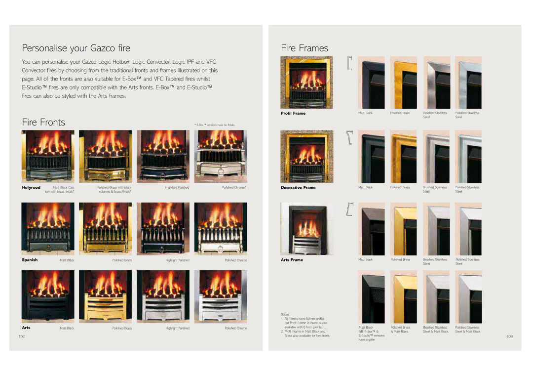 Stovax Gas and Electric Fires brochure Personalise your Gazco fire, Fire Fronts 