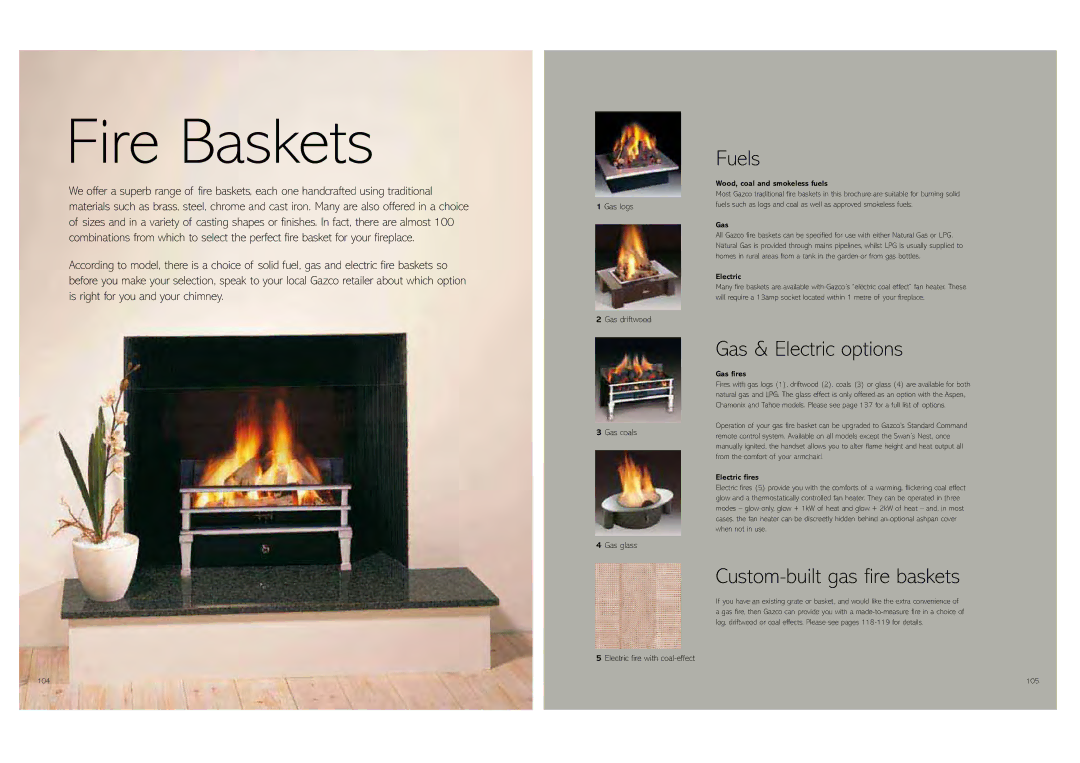 Stovax Gas and Electric Fires brochure Fuels, Gas & Electric options, Custom-built gas fire baskets 