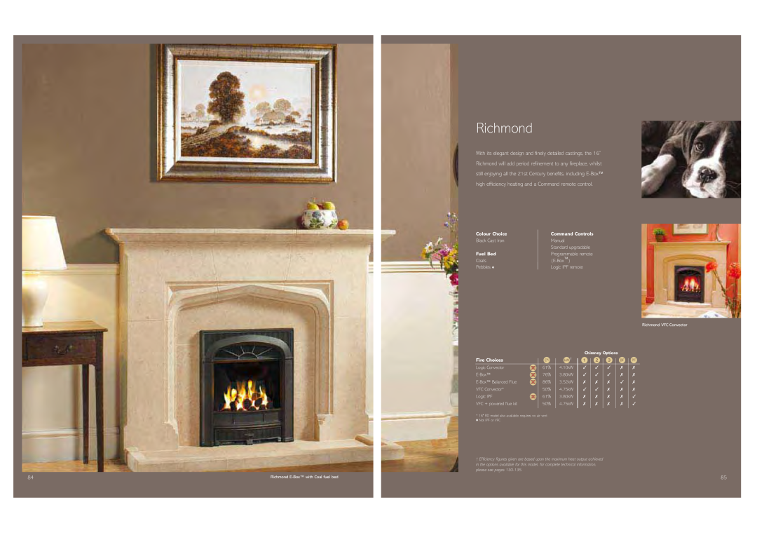 Stovax Gas and Electric Fires brochure Richmond, Colour Choice, Command Controls, Fuel Bed, Fire Choices 