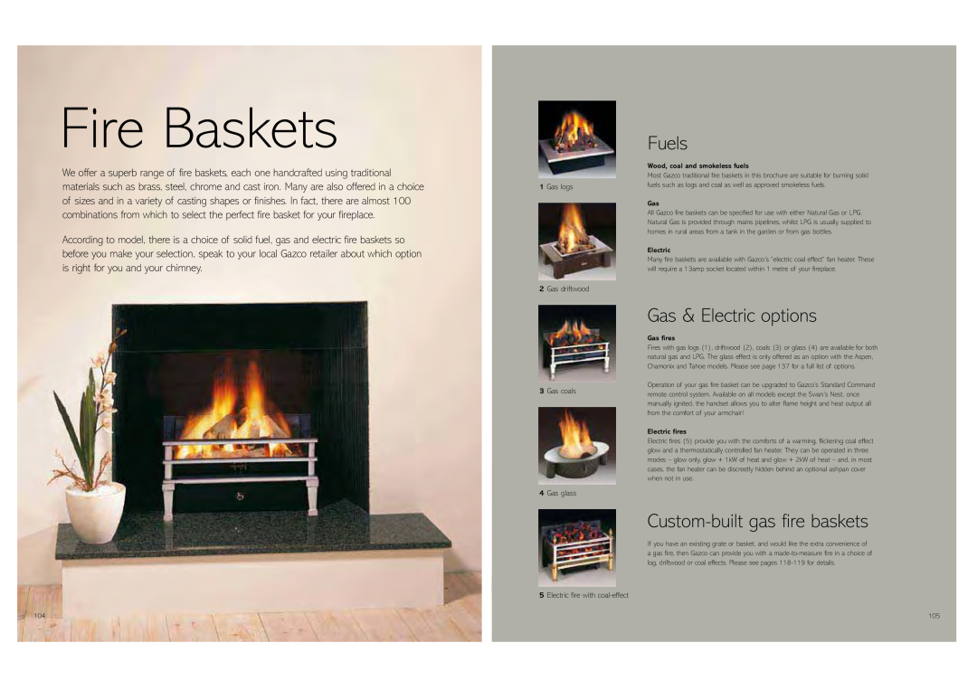 Stovax Gas and Electric Fires brochure Fire Baskets, Fuels, Gas & Electric options, Custom-builtgas fire baskets 