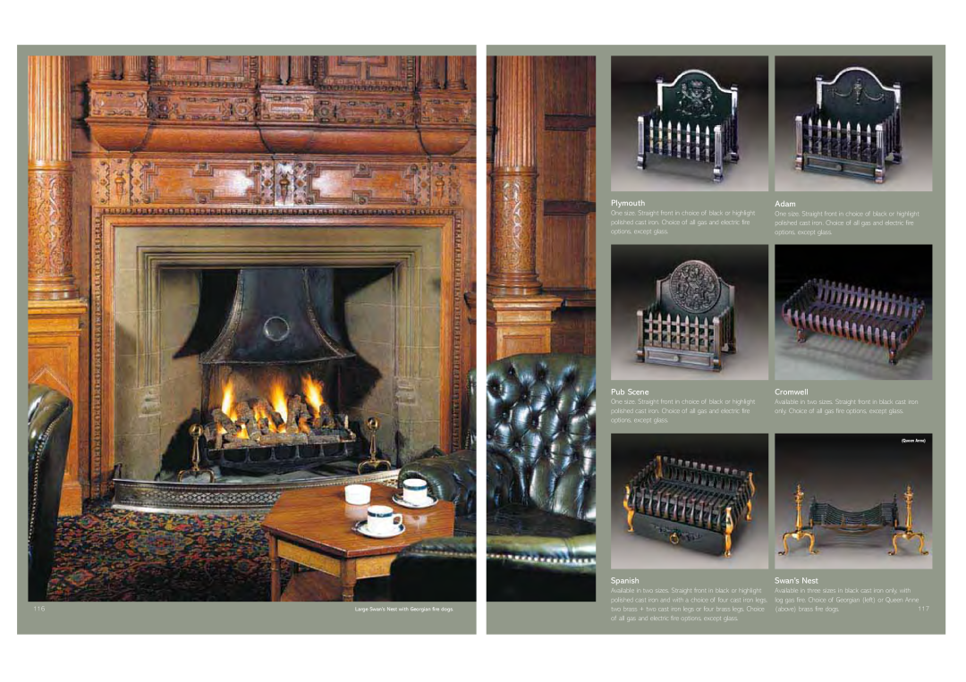 Stovax Gas and Electric Fires brochure Plymouth, Pub Scene, Adam, Cromwell, Spanish, Swans Nest 
