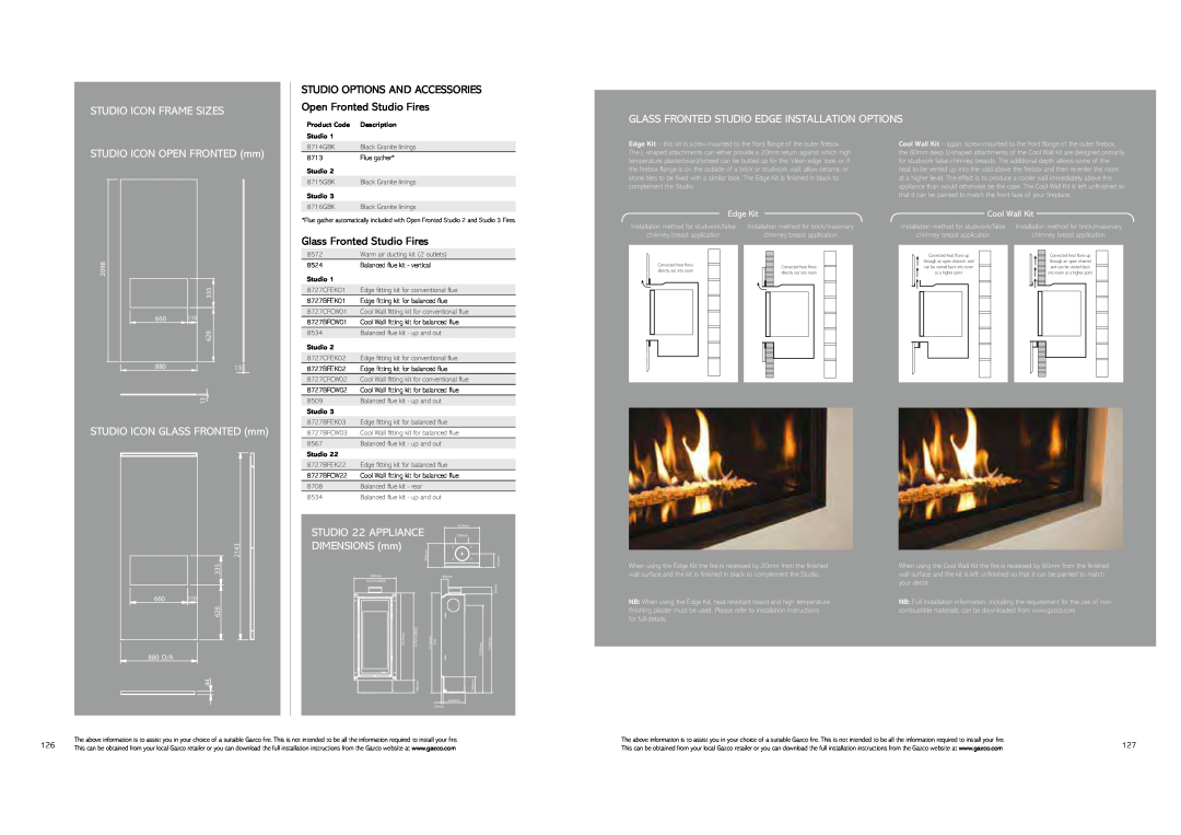 Stovax Gas and Electric Fires Studio Options And Accessories, Open Fronted Studio Fires, Glass Fronted Studio Fires 