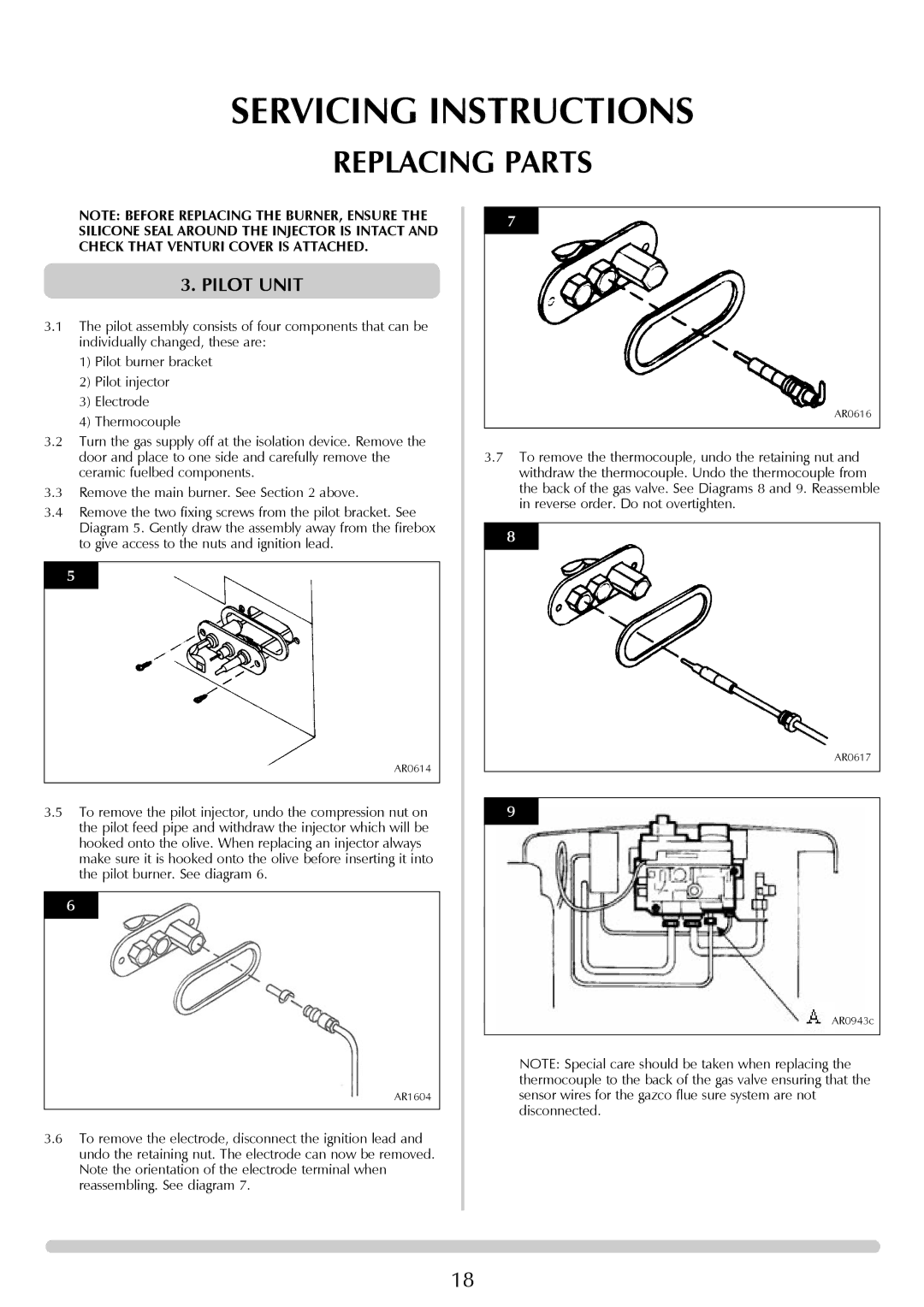 Stovax Gazco Ceremica Log Effect Stove Range manual Pilot Unit 