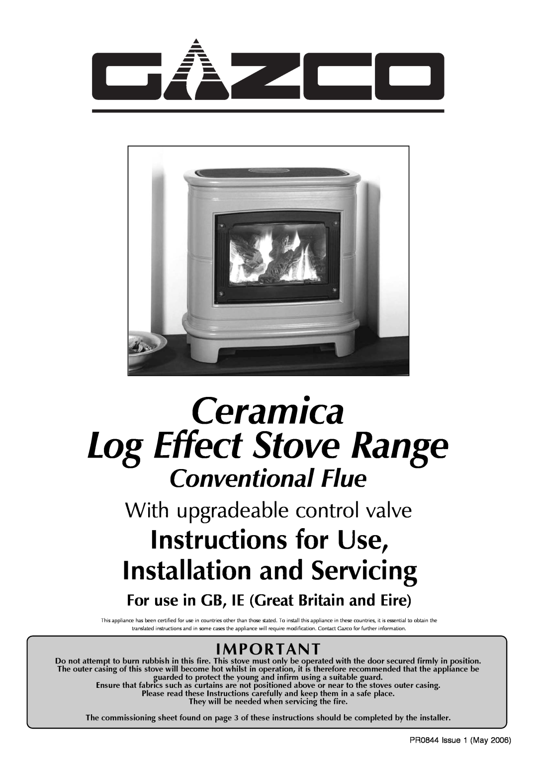 Stovax Gazco Ceremica Log Effect Stove Range manual Ceramica Log Effect Stove Range, Conventional Flue 