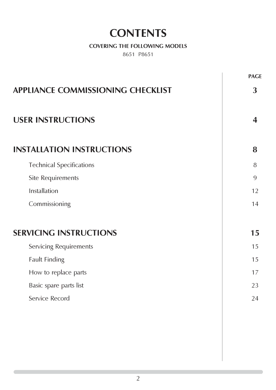 Stovax GAZCO Linea Balanced Flue Convector Fire manual Contents 