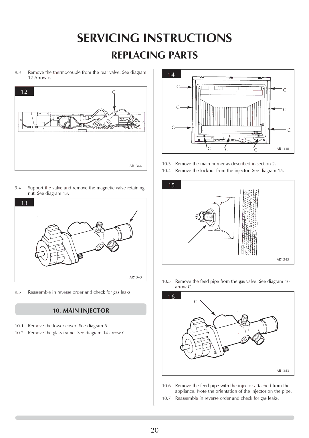 Stovax GAZCO Linea Balanced Flue Convector Fire manual Main Injector 