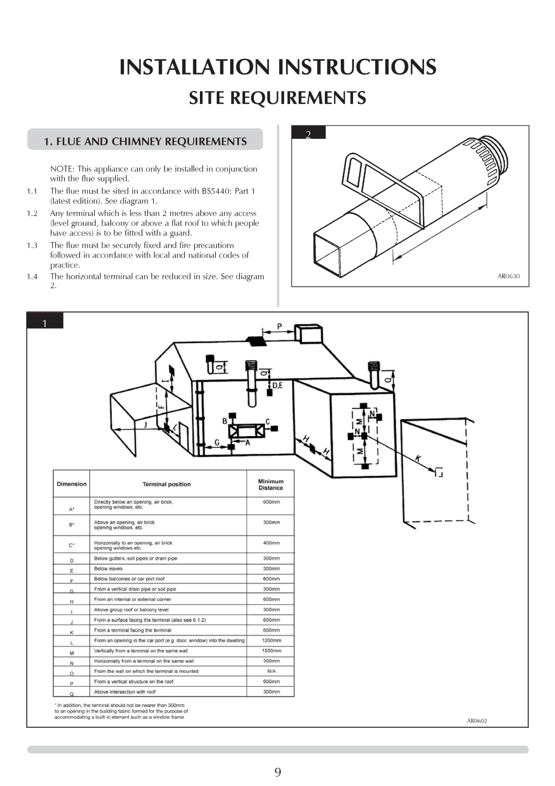 Stovax GAZCO Linea Balanced Flue Convector Fire manual Site Requirements, Flue and Chimney Requirements 