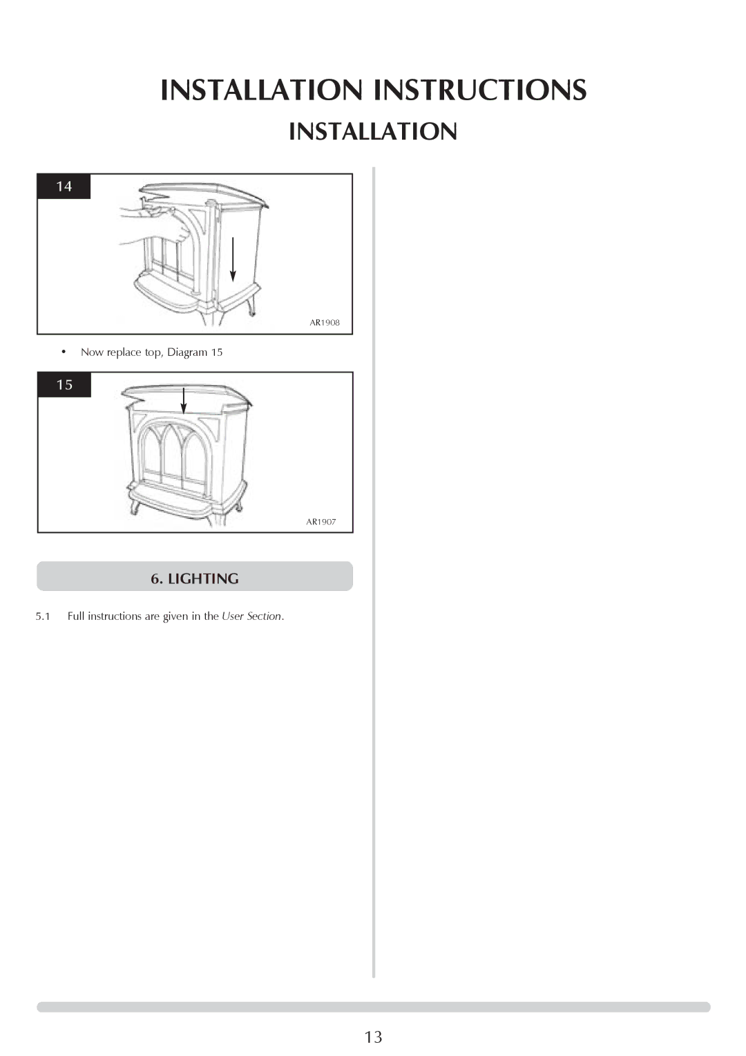 Stovax Huntingdon 30 manual Lighting 