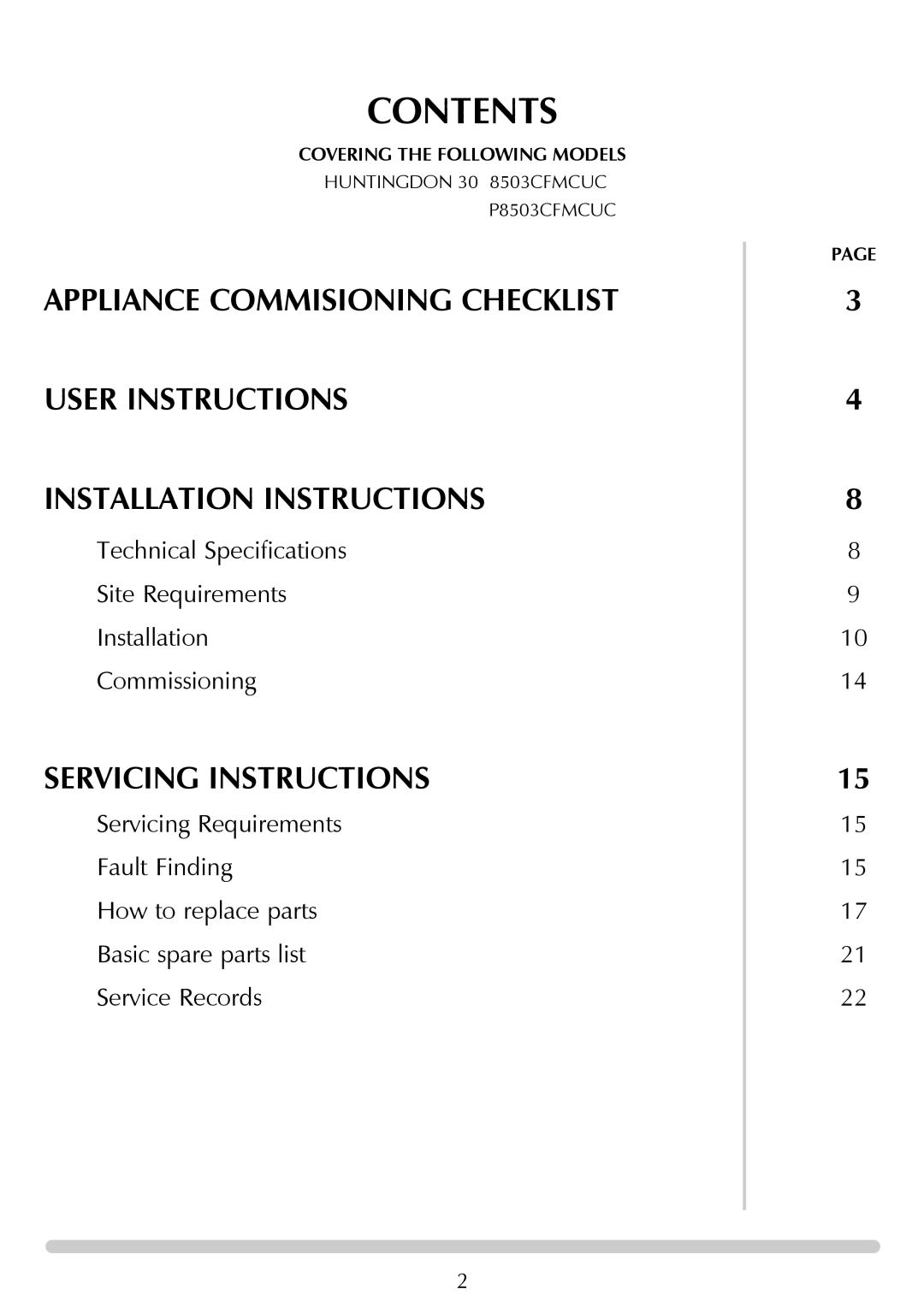 Stovax Huntingdon 30 manual Contents 