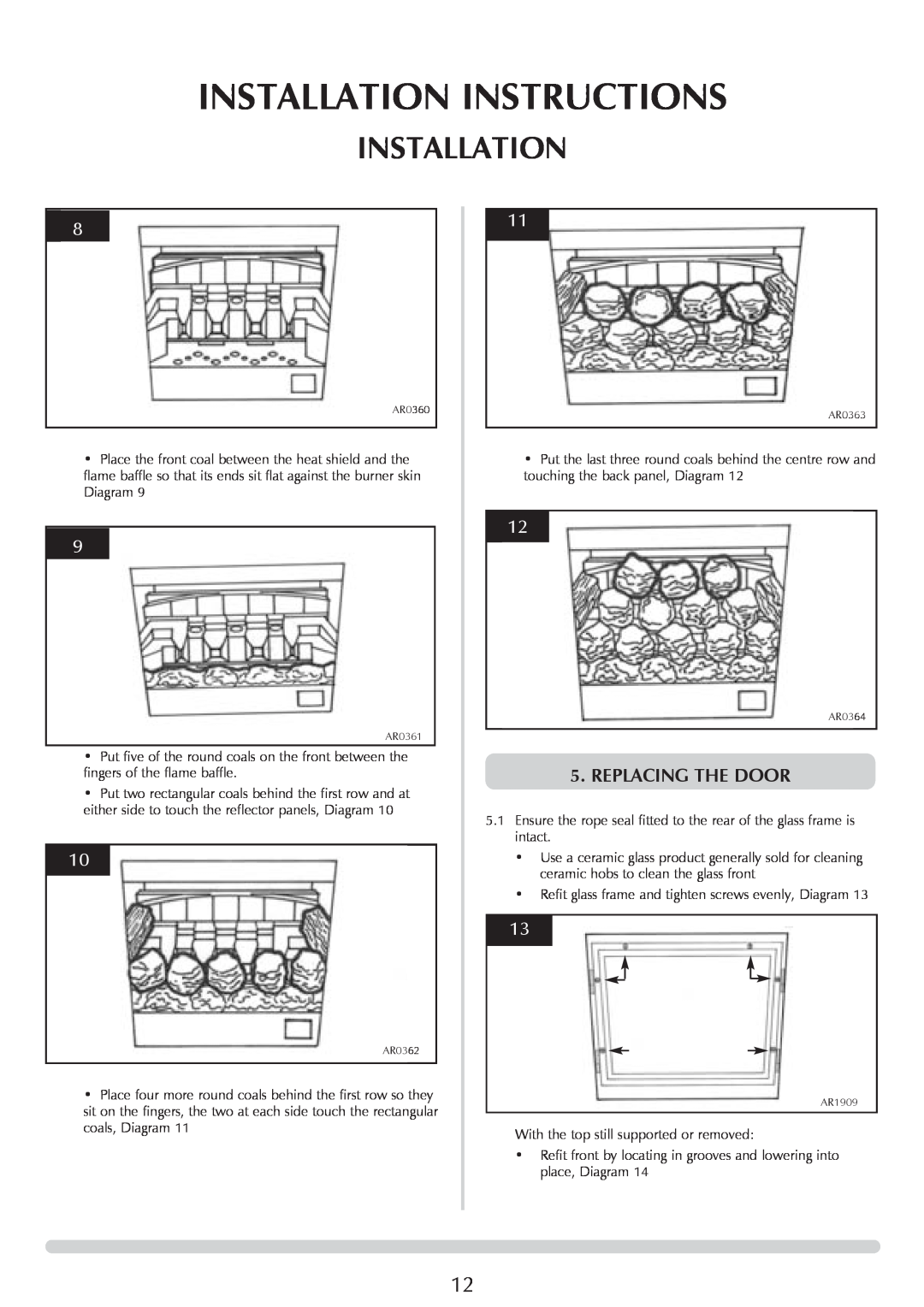 Stovax Huntingdon 30 manual Installation Instructions, Replacing The Door 