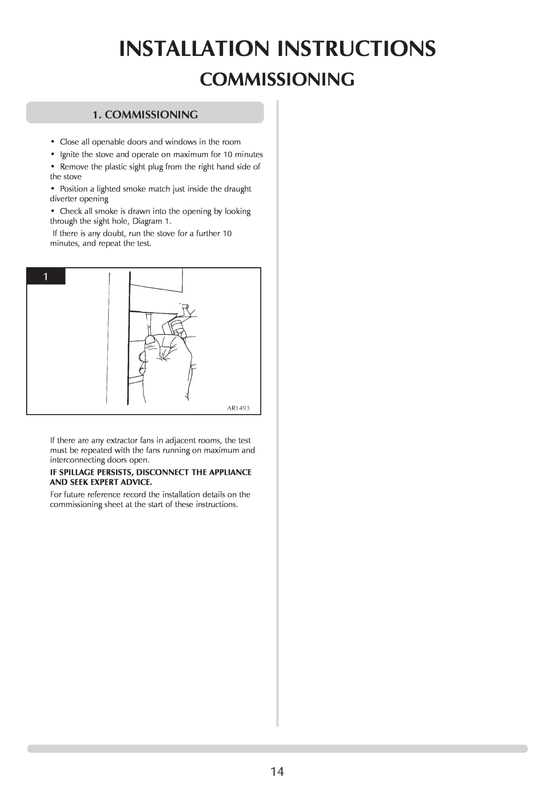 Stovax Huntingdon 30 manual Commissioning, Installation Instructions 