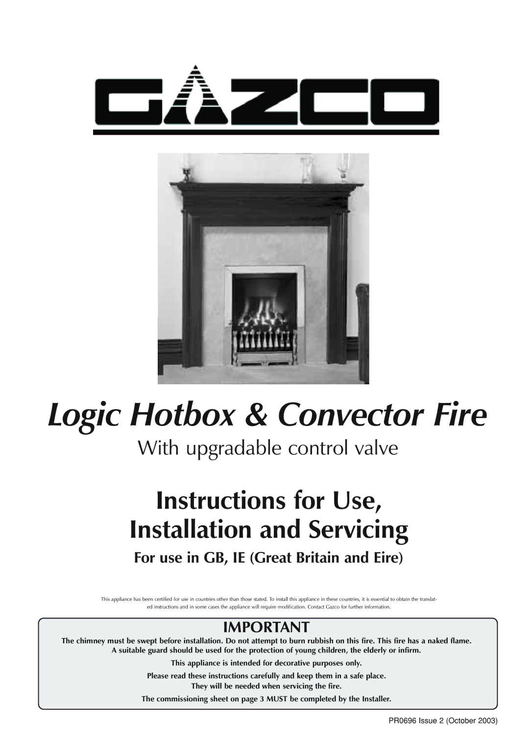 Stovax Logic Hotbox & Convector Fire manual 