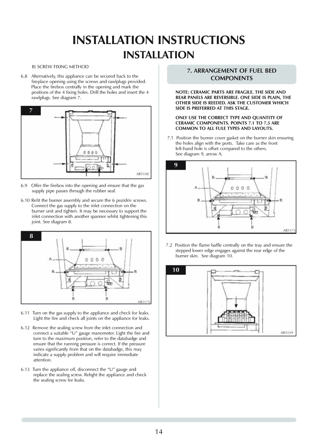 Stovax Logic Hotbox & Convector Fire manual Arrangement of Fuel BED Components, Screw Fixing Method 