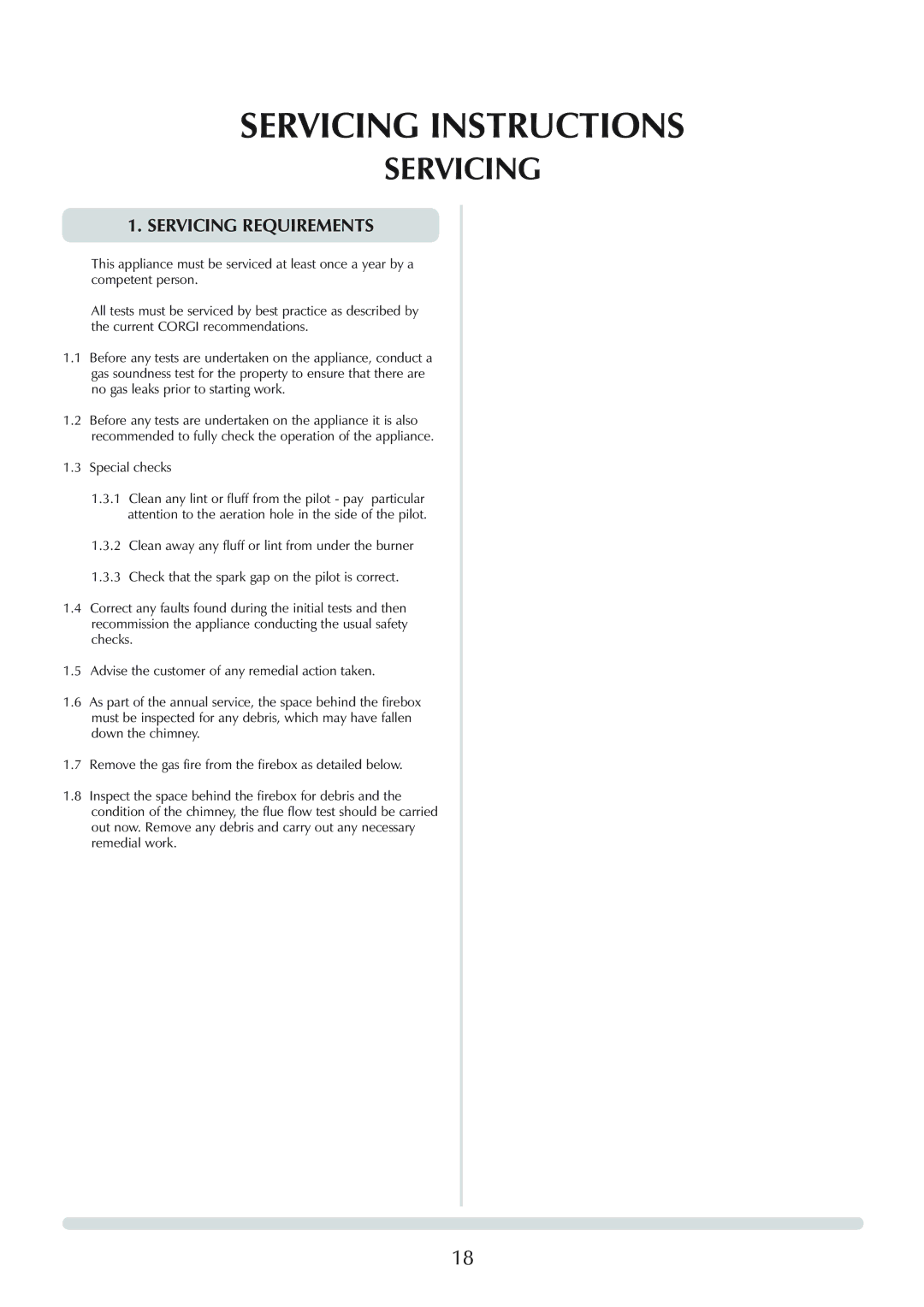 Stovax Logic Hotbox & Convector Fire manual Servicing Instructions, Servicing Requirements 