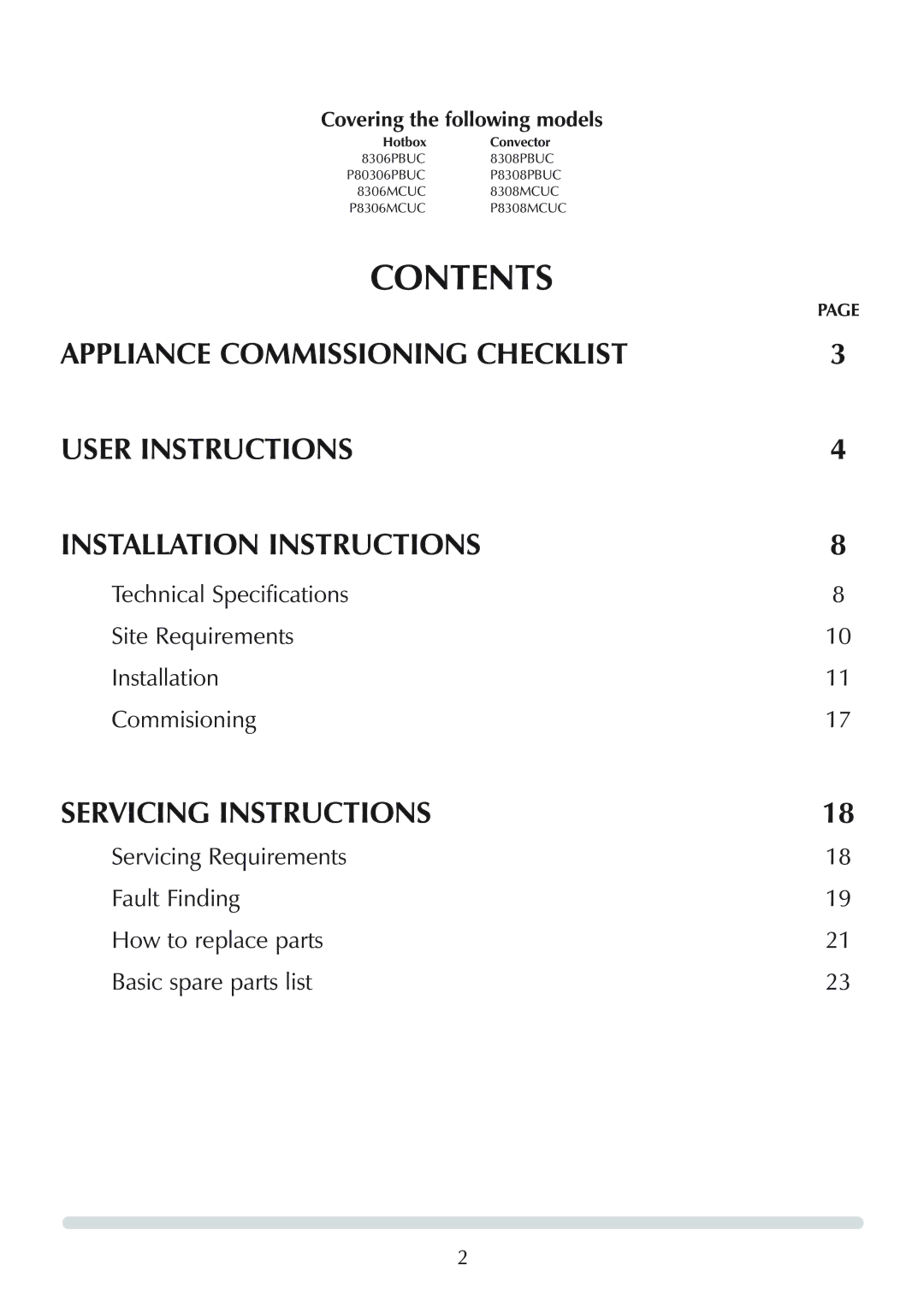 Stovax Logic Hotbox & Convector Fire manual Contents 