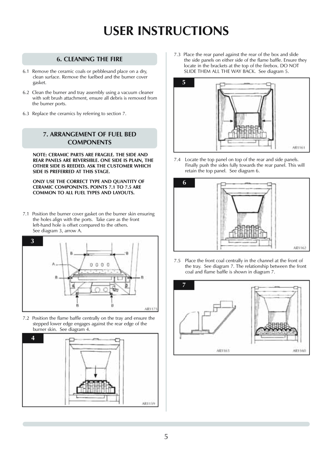 Stovax Logic Hotbox & Convector Fire manual User Instructions, Cleaning The Fire, Arrangement Of Fuel Bed Components 