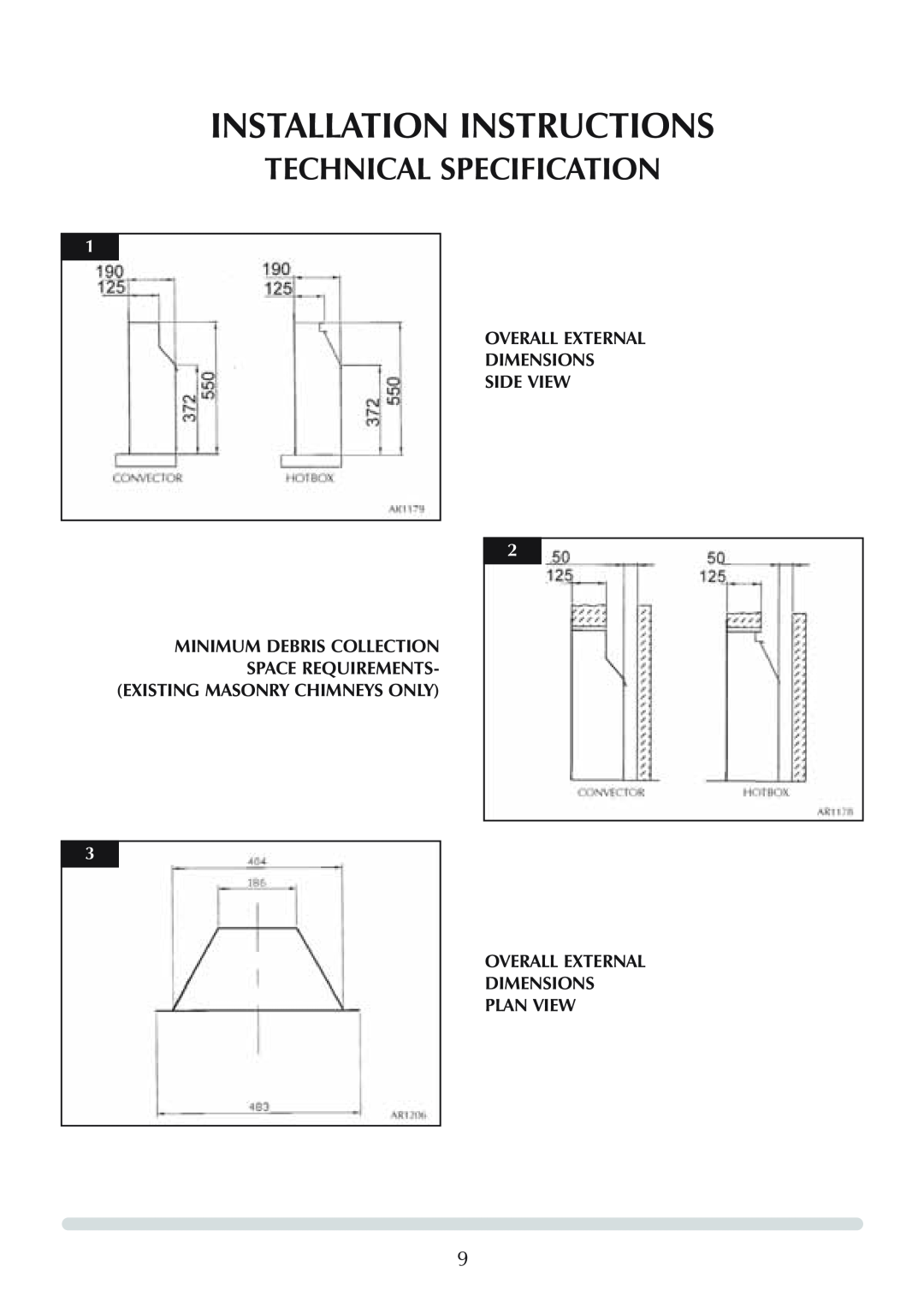 Stovax Logic Hotbox & Convector Fire manual Installation Instructions, Technical Specification 