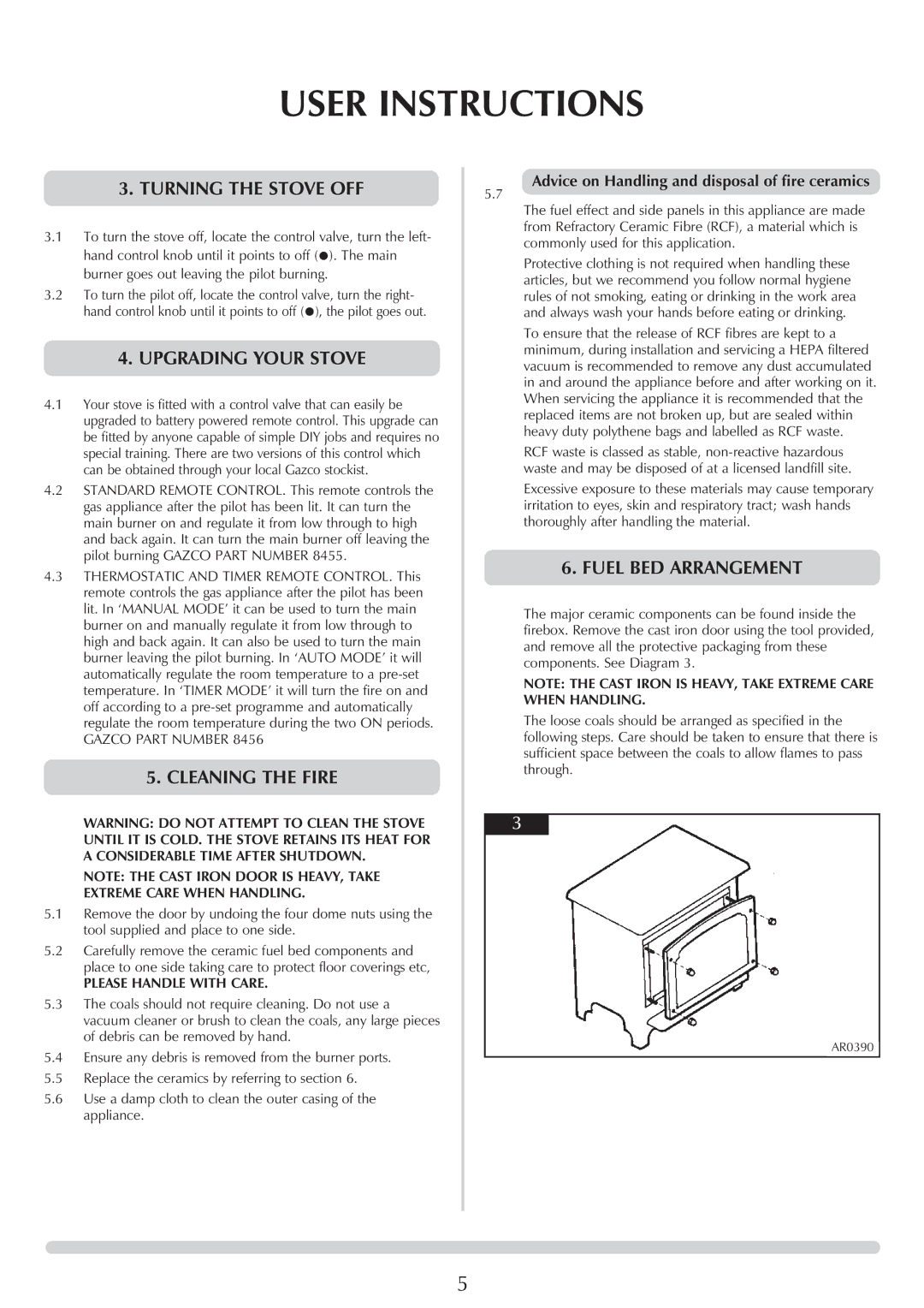 Stovax Marlborough 8560, P8564 Turning the Stove OFF, Upgrading Your Stove, Cleaning the Fire, Fuel BED Arrangement 