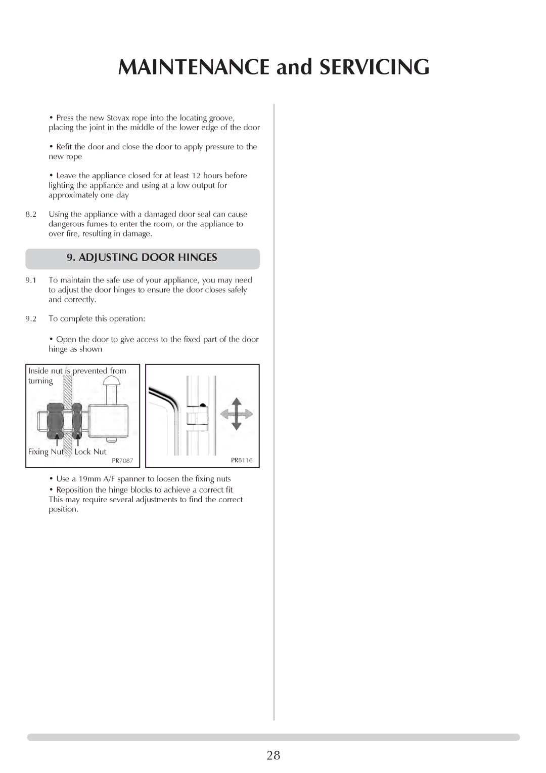 Stovax Midi Wood & Multi-fuel, Large Wood & Multi-fuel, Small Wood & Multi-fuel manual Adjusting Door Hinges 