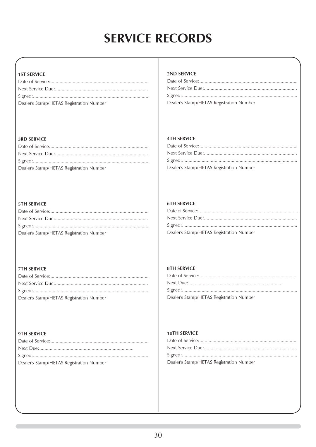 Stovax Open Log Burning Convector Fireboxes manual Service Records 