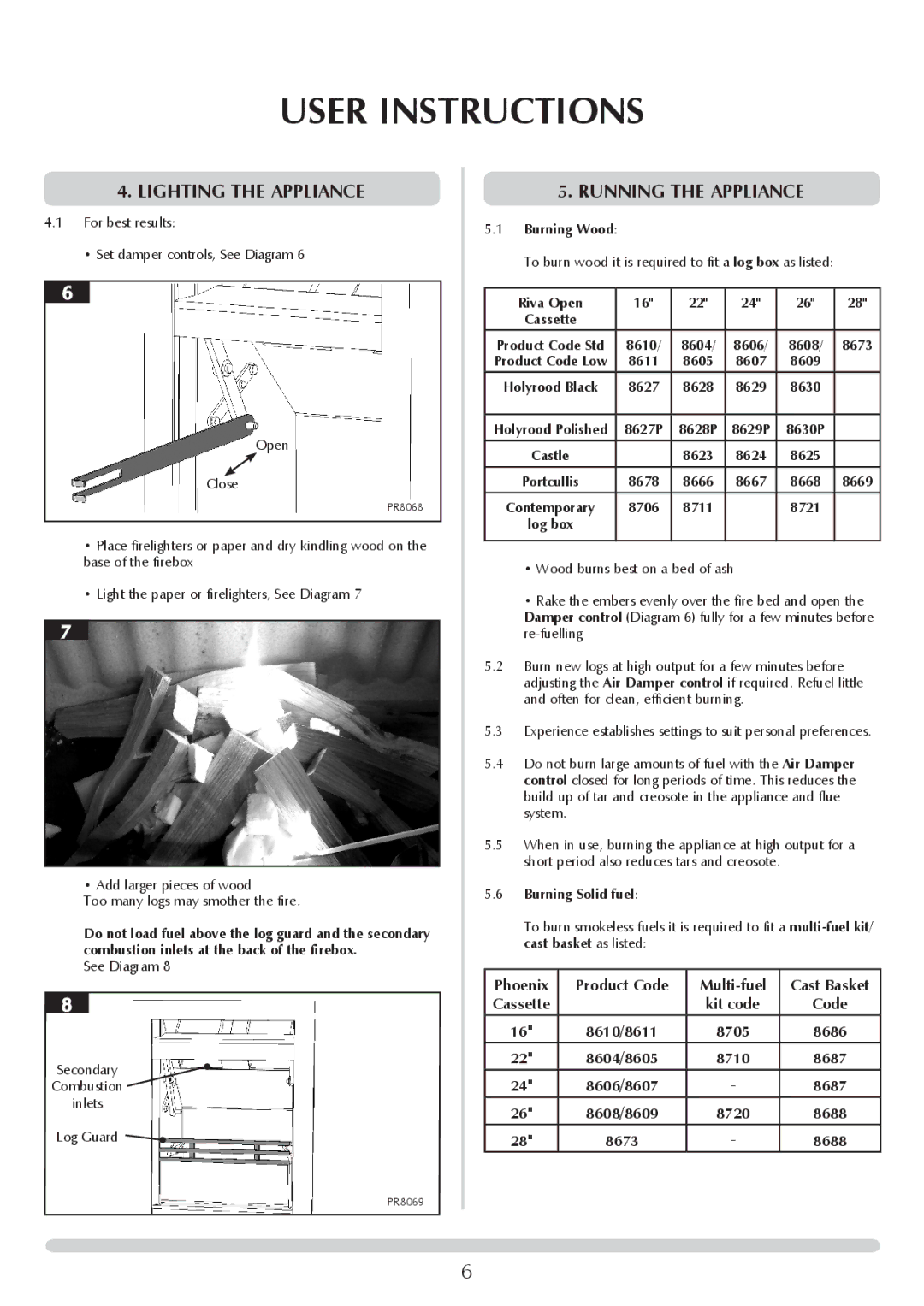 Stovax Open Log Burning Convector Fireboxes manual Lighting the appliance, Running The appliance 