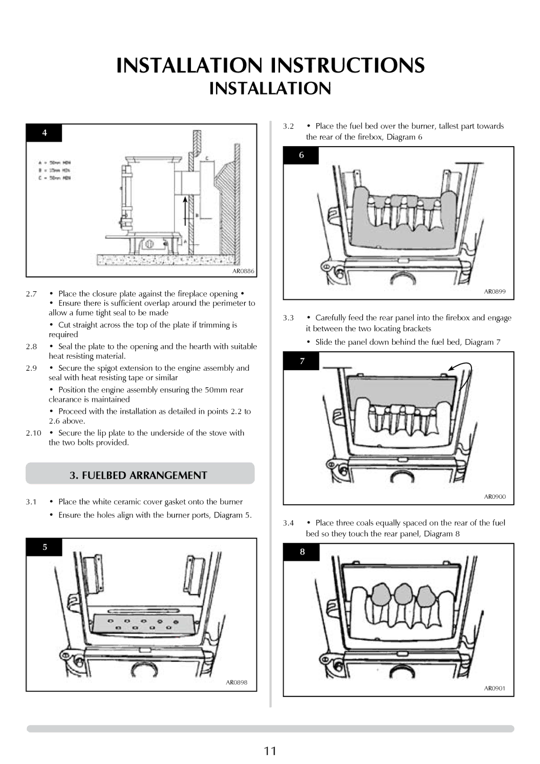 Stovax P8050 manual Fuelbed Arrangement 