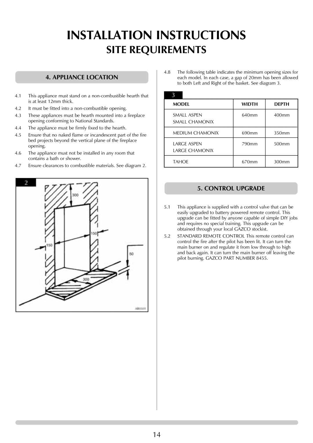 Stovax (P)8135, (P)8143, (P)8119, (P)8127, (P)8136, (P)8144, (P)8120, (P)8128 manual Appliance Location, Control Upgrade 