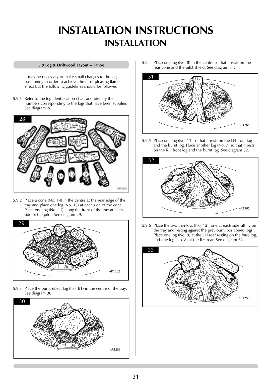 Stovax (P)8135, (P)8143, (P)8119, (P)8127, (P)8136, (P)8144, (P)8120, (P)8128 manual AR1285 