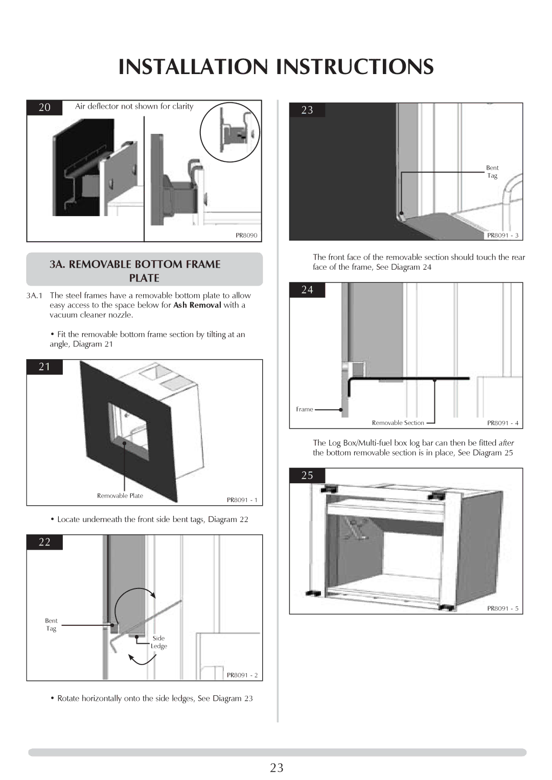 Stovax PM219 manual 3A. Removable bottom Frame plate 