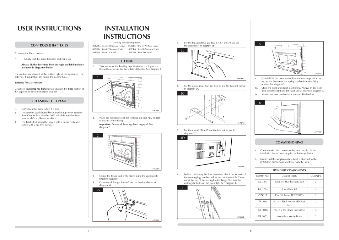 Stovax PR0651 manual User Instructions, Installation Instructions 