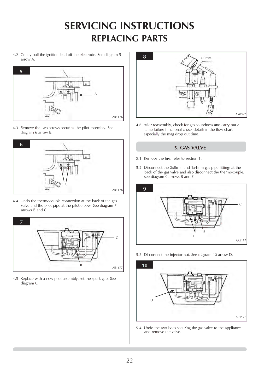 Stovax PR0696 manual Gas valve 