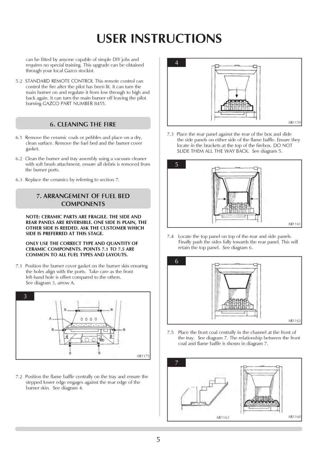 Stovax PR0696 manual Cleaning the Fire, Arrangement of Fuel BED Components 