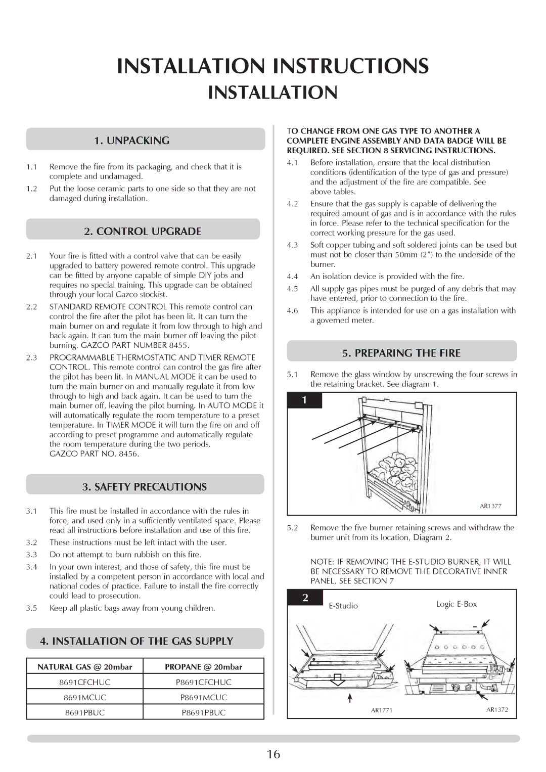 Stovax PR0741 manual Control Upgrade, Safety Precautions, Installation of the GAS Supply 