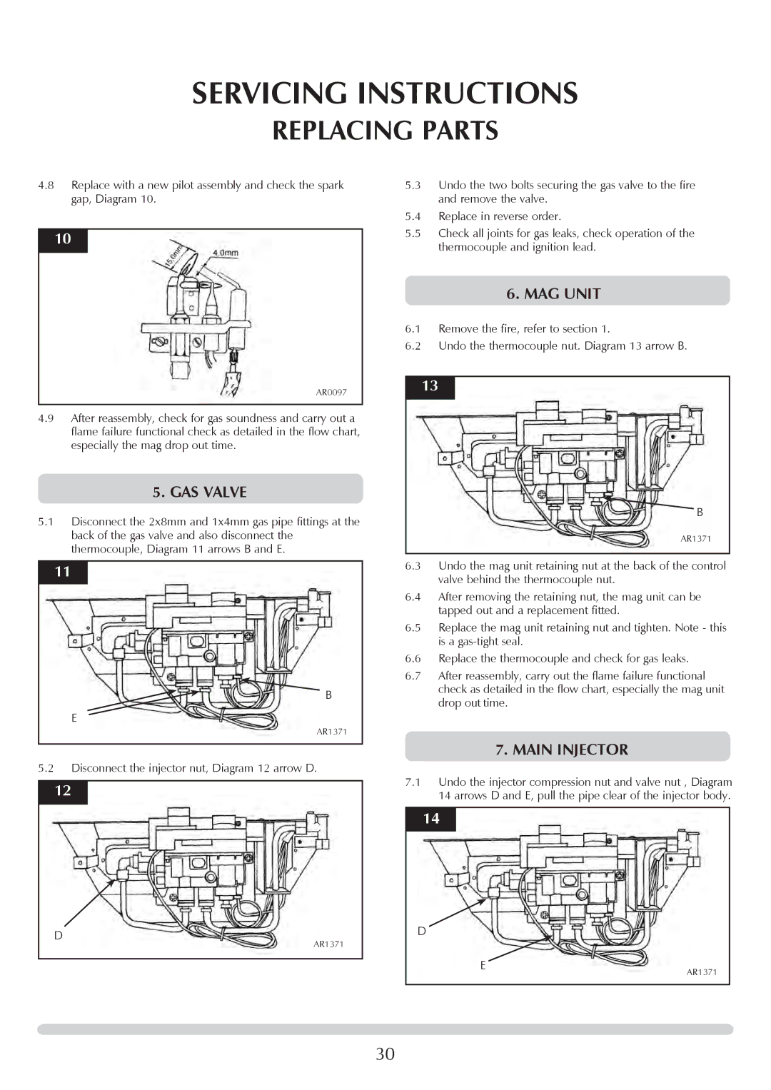 Stovax PR0741 manual Gas valve, Mag unit, Main injector 