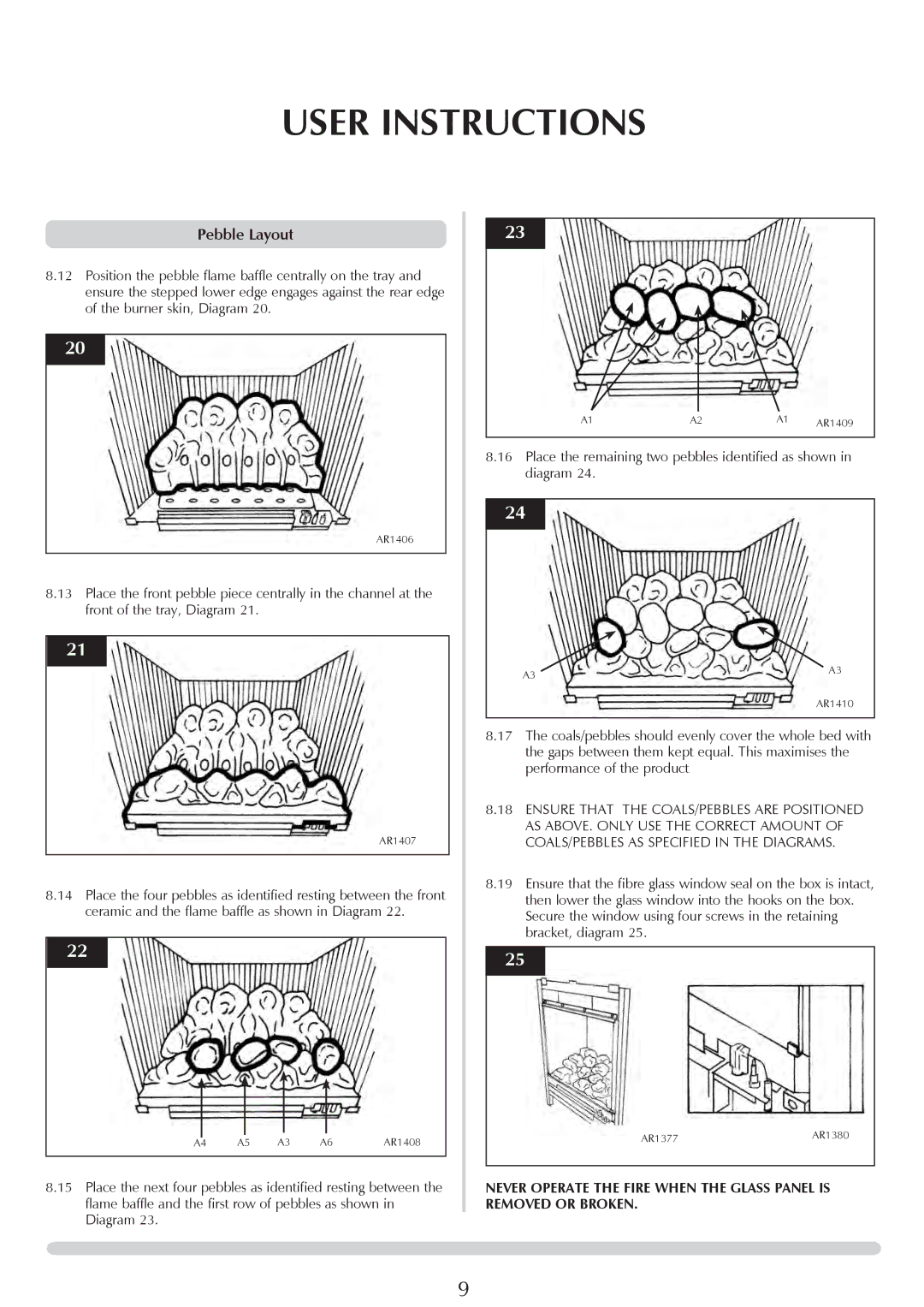 Stovax PR0741 manual Pebble Layout 