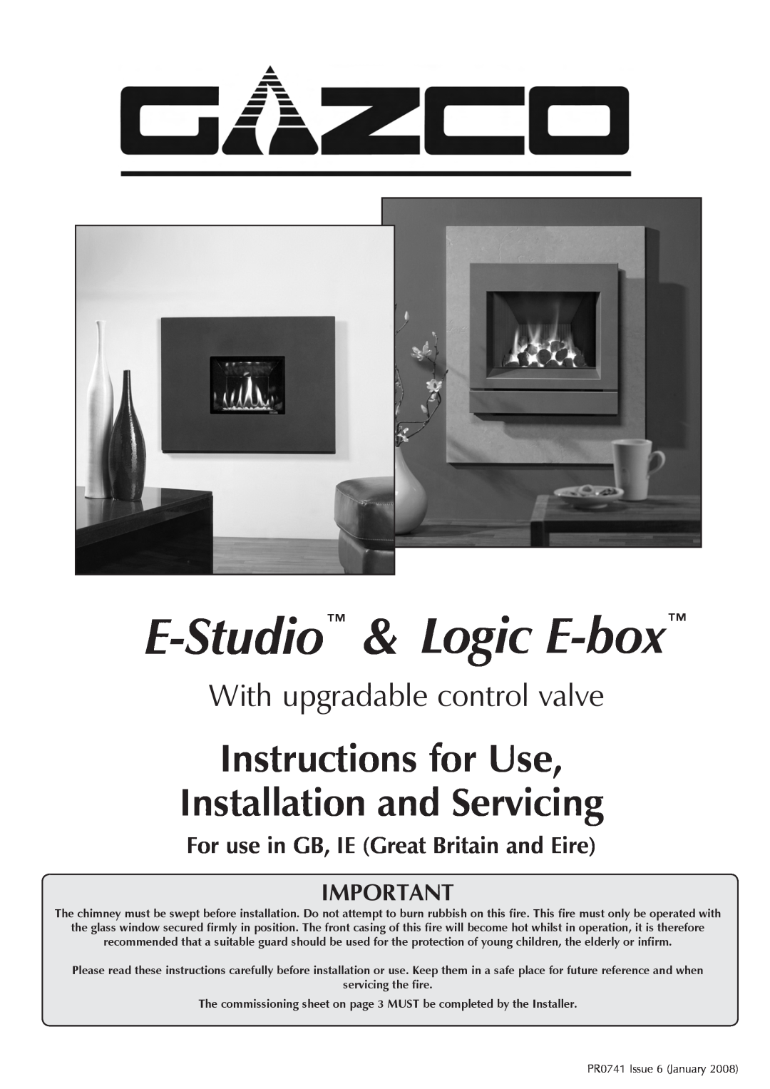 Stovax PR0741 manual E-Studio & Logic E-box, Instructions for Use Installation and Servicing, servicing the fire 