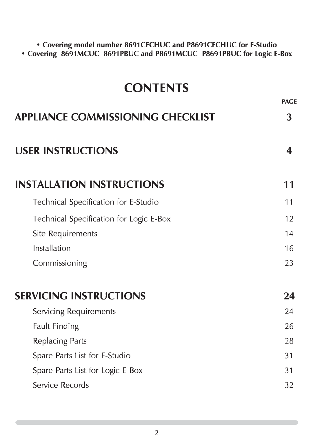 Stovax PR0741 manual Contents, APPLIANCE commissioning checklist, user instructions, instaLlation Instructions 