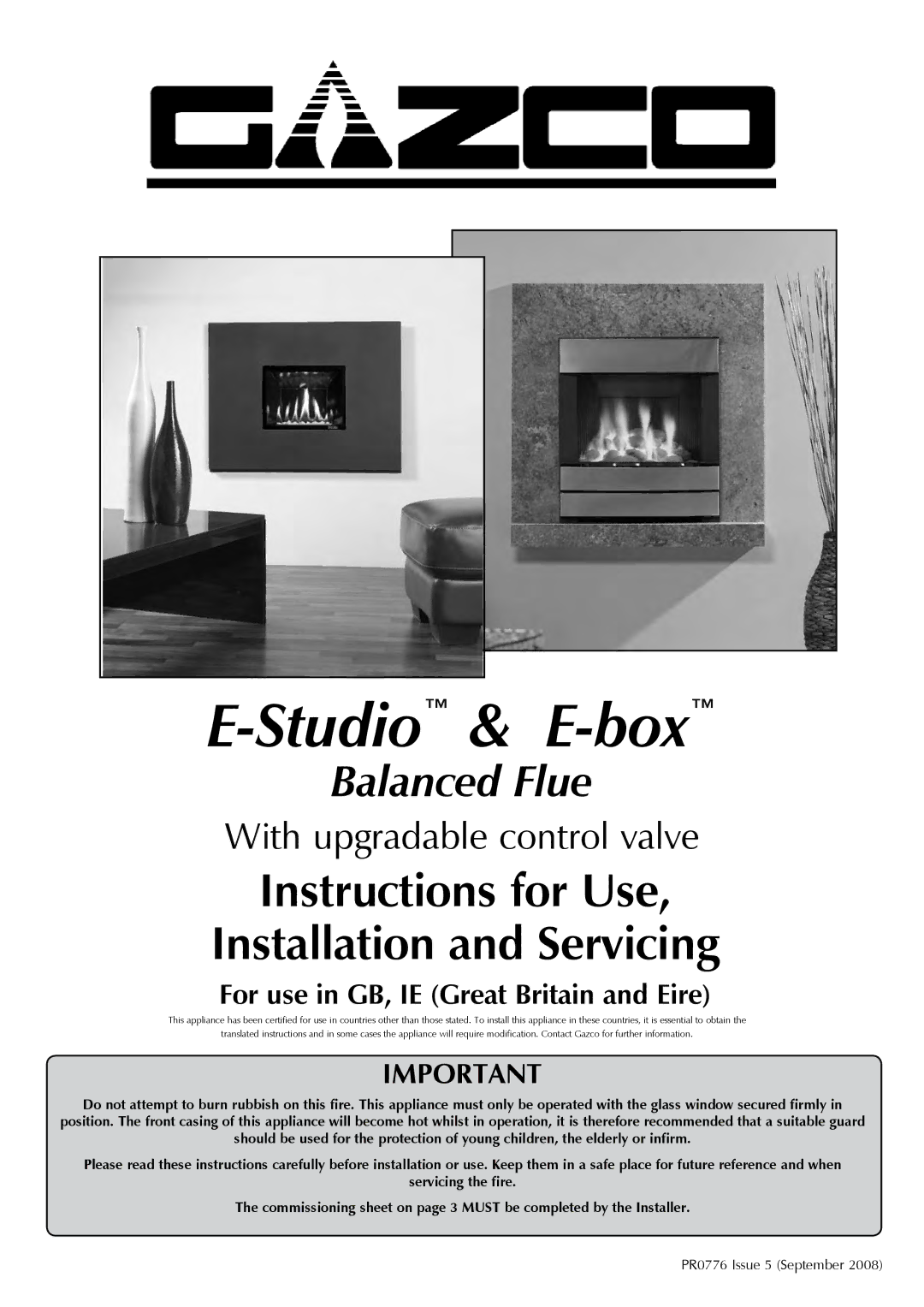 Stovax PR0776 manual Studio& E-box 