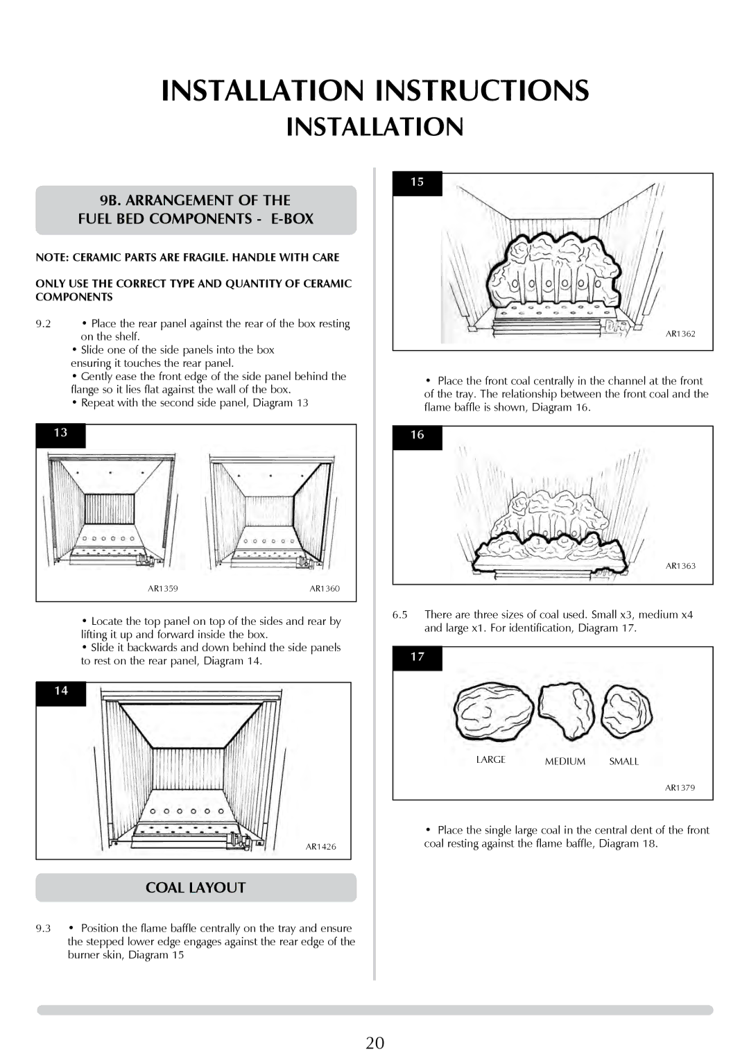 Stovax PR0776 manual 9B. ARRANGeMENT of the Fuel BED Components E-BOX 