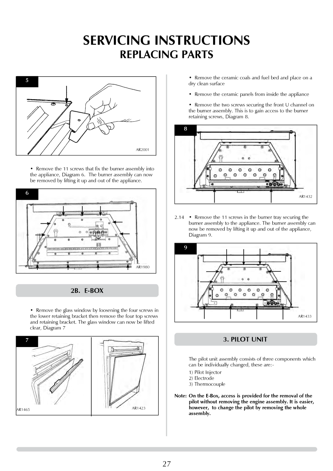 Stovax PR0776 manual 2B. E-BOX, Pilot unit 