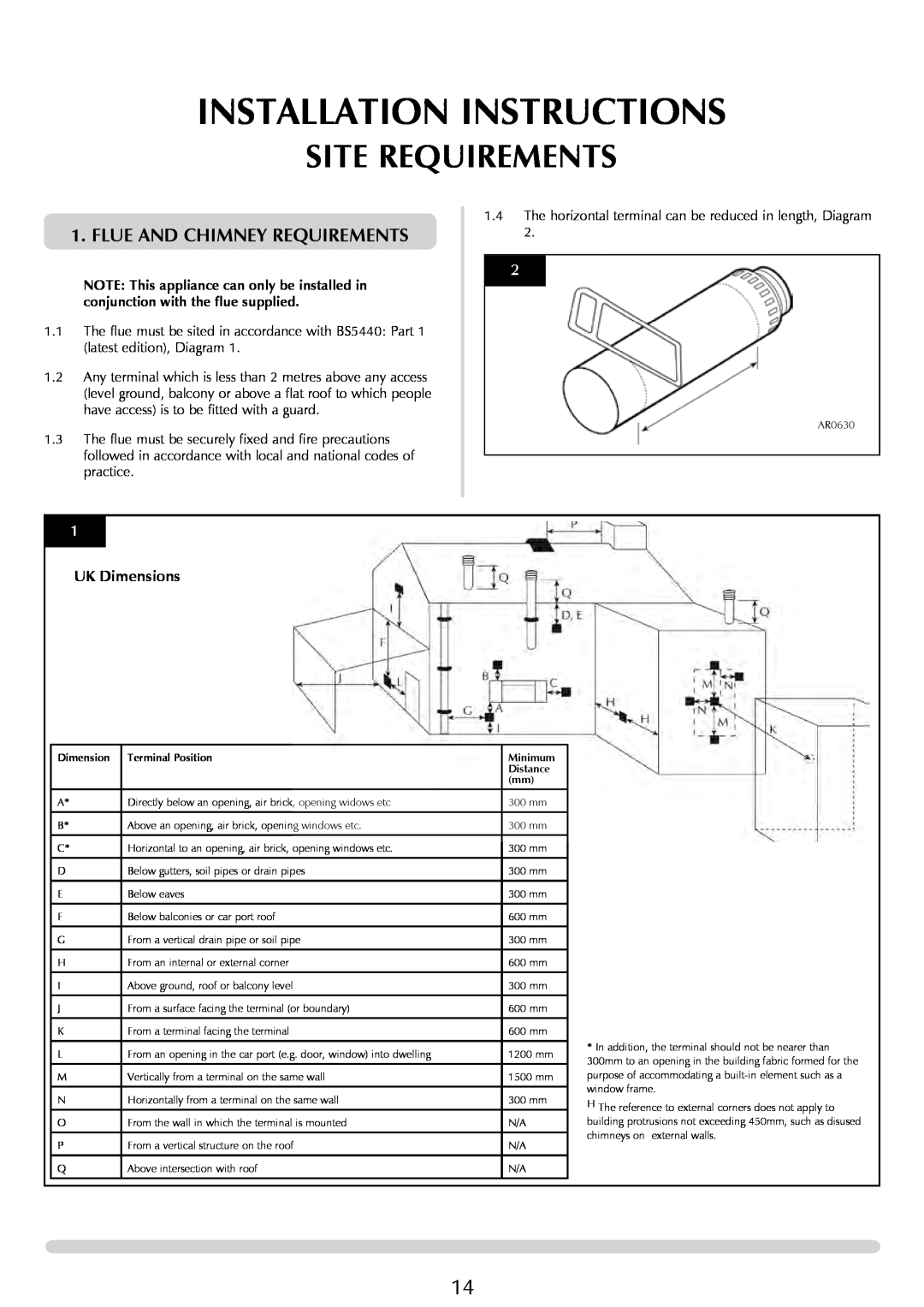 Stovax PR0776 manual Site Requirements, Flue and Chimney Requirements, UK Dimensions, Installation Instructions 