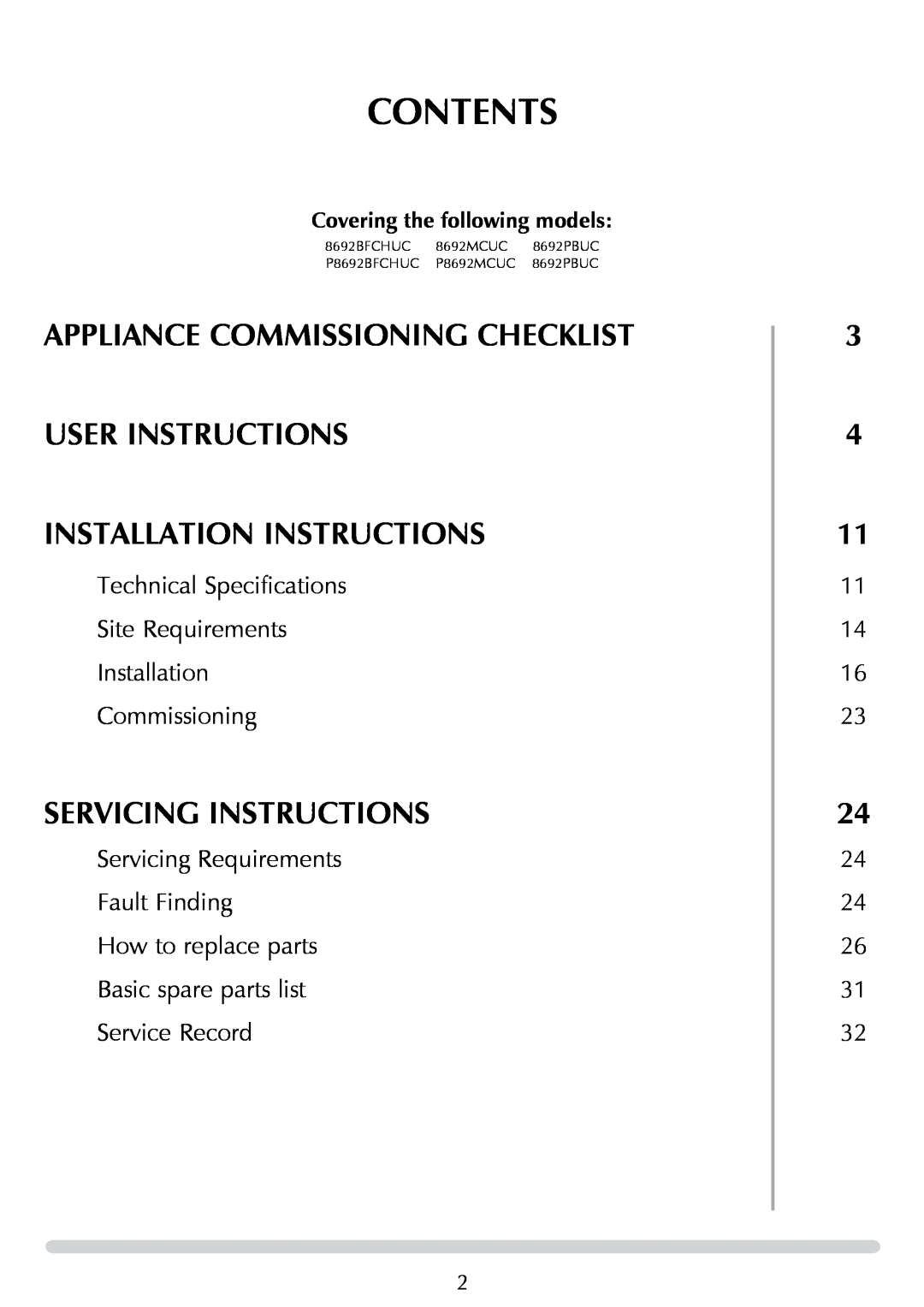 Stovax PR0776 manual Contents, Appliance commissioning checklist user instructions, instaLlation Instructions 