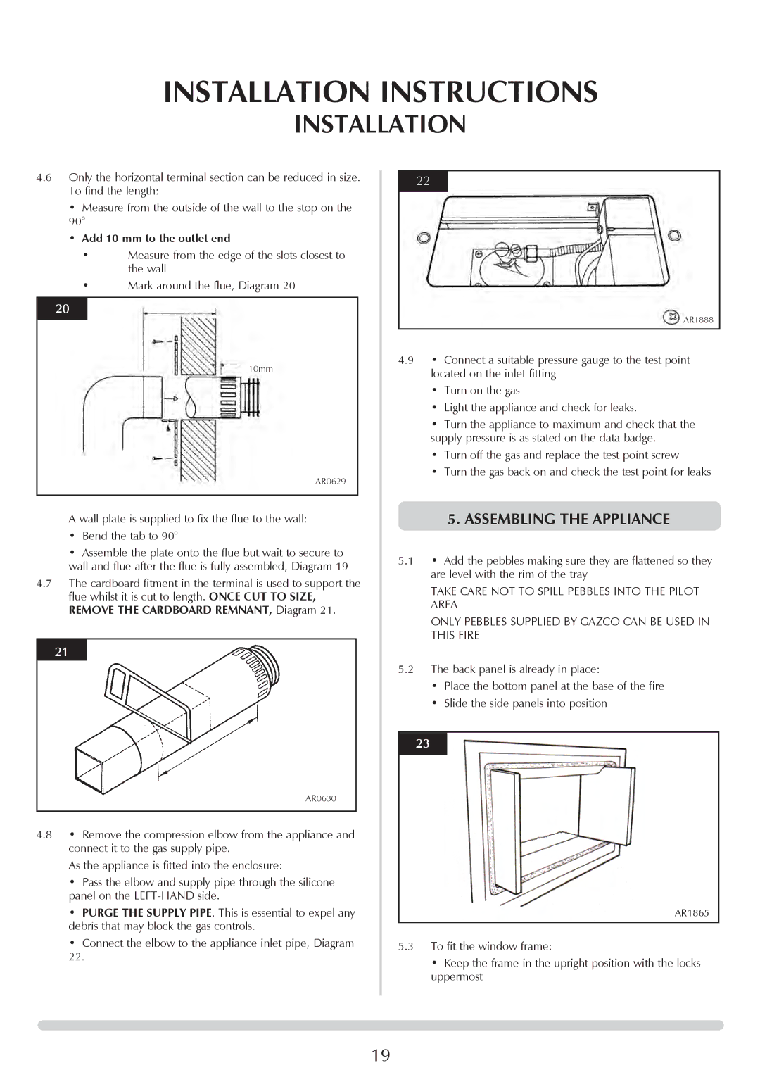 Stovax PR0919 manual Assembling the Appliance, Add 10 mm to the outlet end 